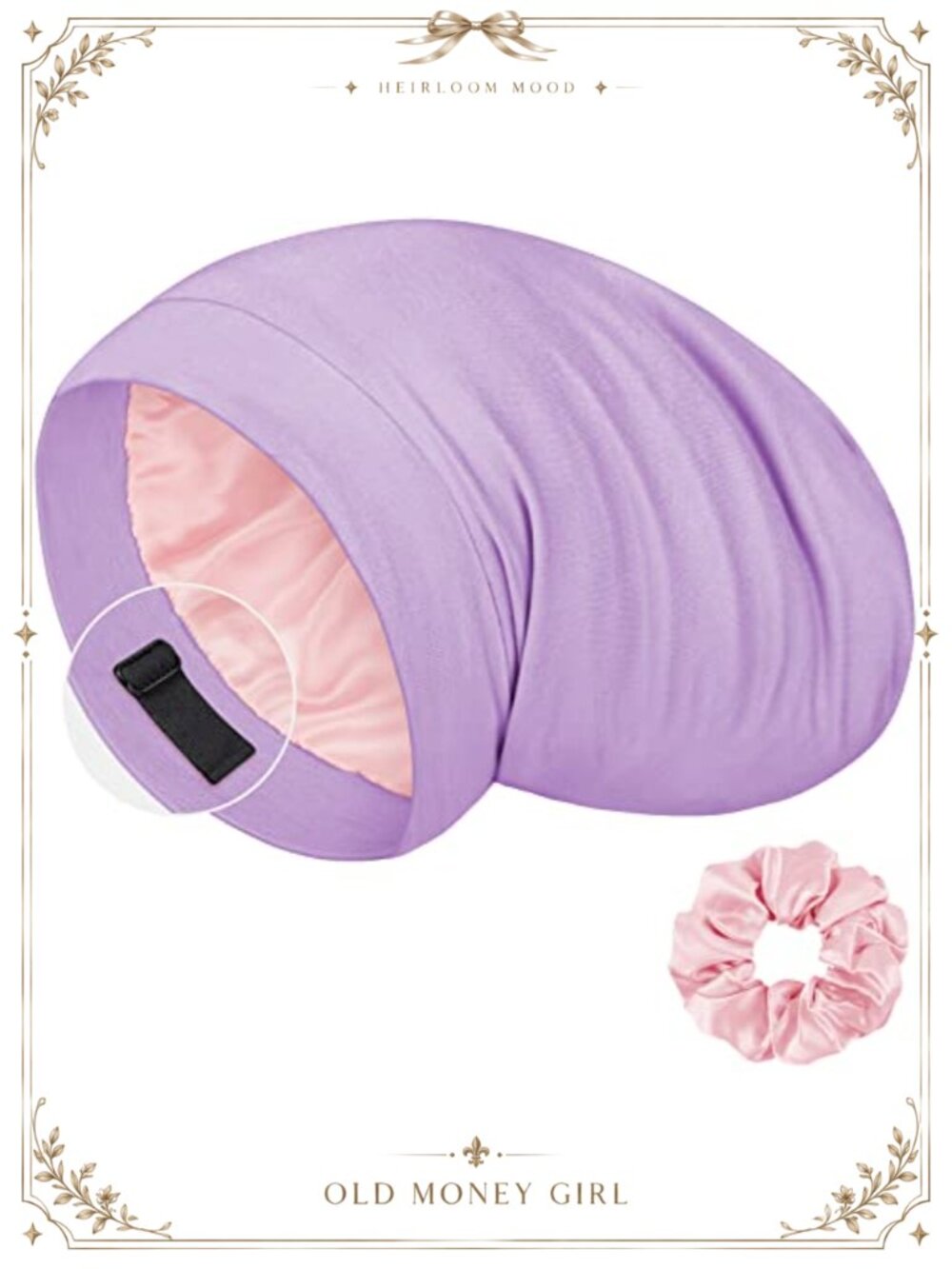 100% Mulberry Silk Lined Sleep Cap Adjustable Hair Bonnet for Sleeping